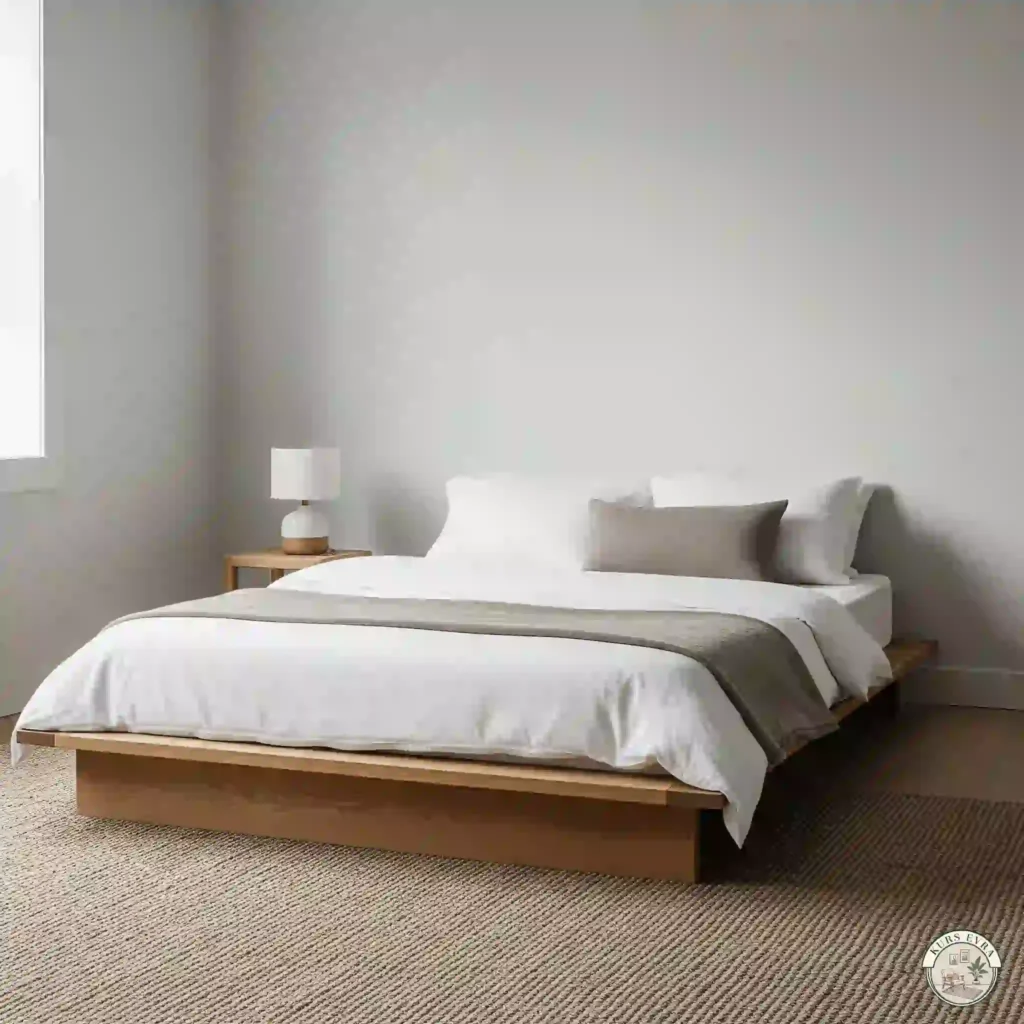 Minimalist bedroom with low-profile bed.