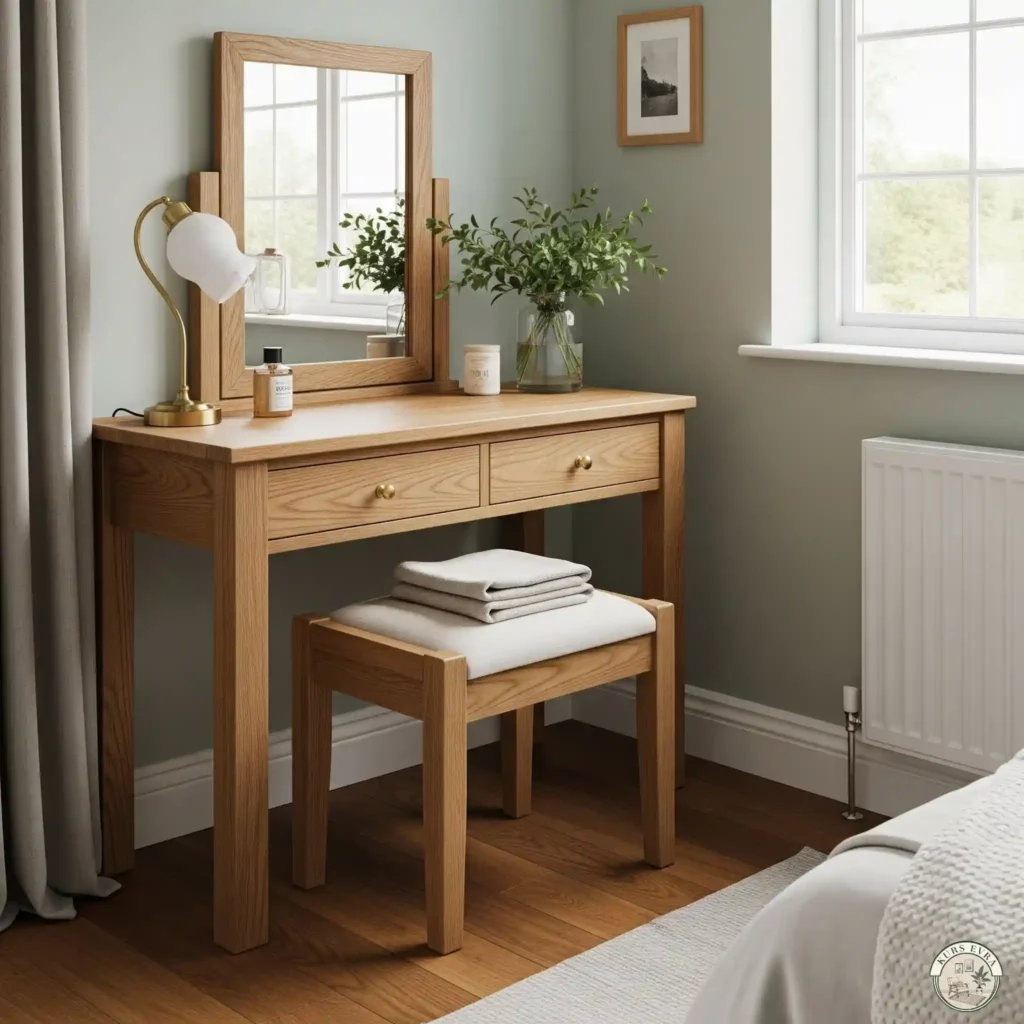 Natural Wood Vanity for Warmth