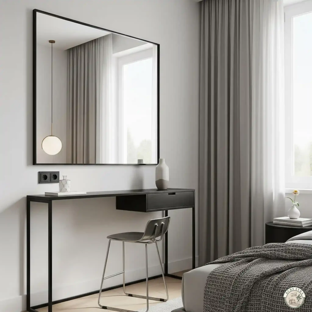 Wall-Mounted Mirror with Slim Table